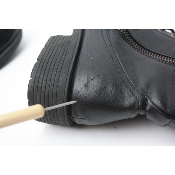 Seven 7 Jackie Boot Womens sz 11 Black Leather 90's Y2K Moto Riding - Picture 7 of 10